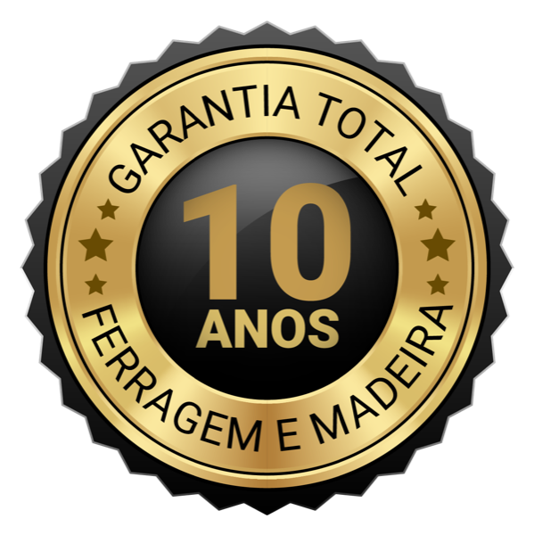 Selo Garantia Total: 10 anos em ferragem e madeira